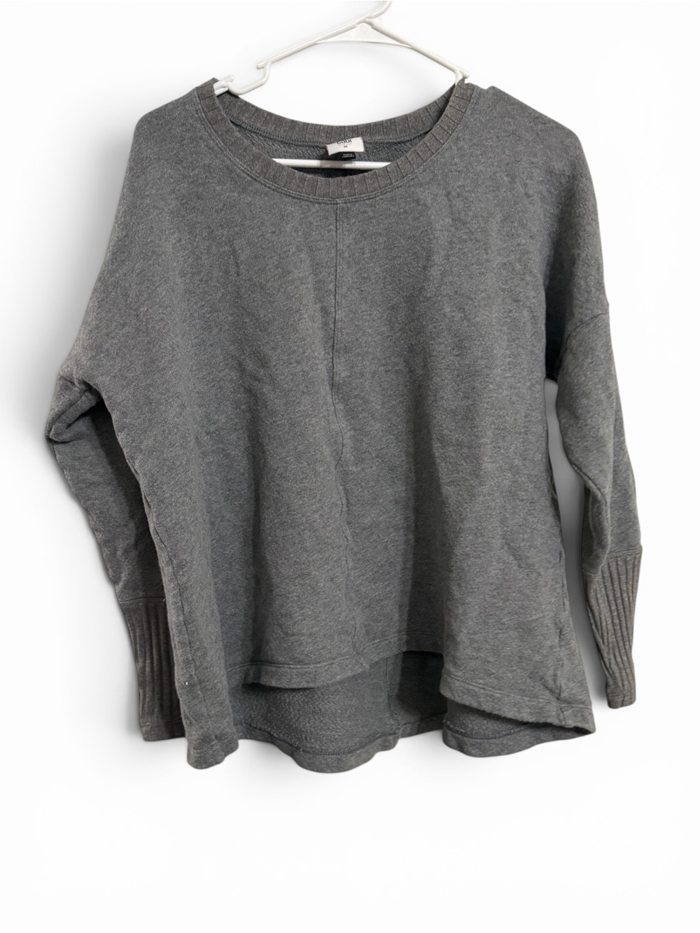 Cabi Gray French Terry Tunic Sweatshirt High Low Hem Ribbed Medium